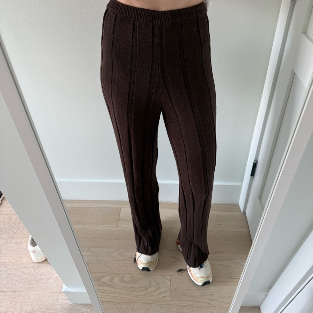 DISSH Brown Ribbed Cotton & Linen Pants